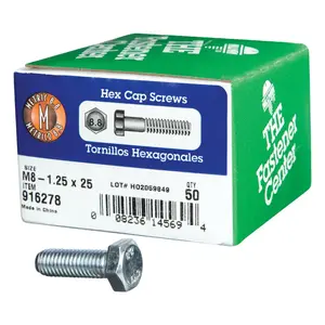 Hillman M8-1.25 mm D X 25 mm L Heat Treated Steel Hex Head Cap Screw 50 pk Hillman M8-1.25 mm D X 25 mm L Heat Treated Steel Hex Head Cap Screw 50 pk
