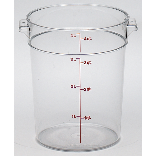 CAMBRO RFSCW4135 Cambro Camwear 4 Quart Round Clear Measuring Storage Container, 12 Each