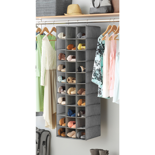 Hanging Shoe Shelves 48" H X 16.5" W X 11.5" L Fabric Gray Hanging Shoe Shelves 48" H X 16.5" W X 11.5" L Fabric Gray