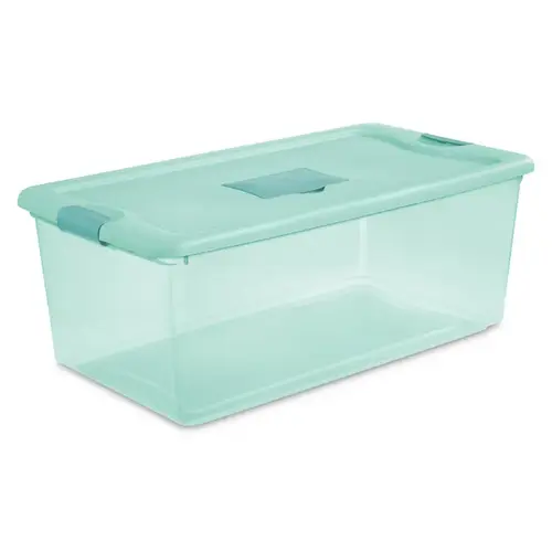 Latch Storage Box 13" H X 18.75" W X 33.875" D Stackable Aqua - pack of 4