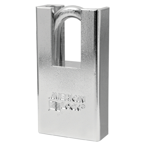 Shrouded Shackle Padlock 6.5" H X 1-3/4" W Steel 5-Pin Cylinder Silver