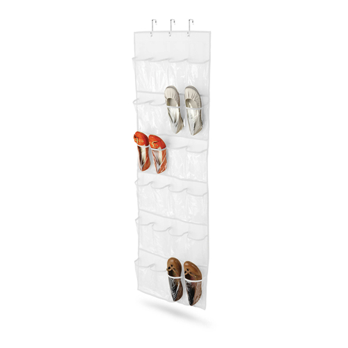 Hanging Shoe Organizer 57" H X 2.5" W X 21" L Polyester White