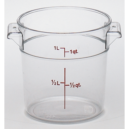 CAMBRO RFSCW1135 Cambro Camwear 1 Quart Round Clear Measuring Storage Container, 12 Each