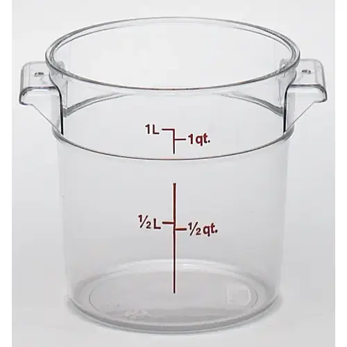 Cambro Camwear 1 Quart Round Clear Measuring Storage Container, 12 Each