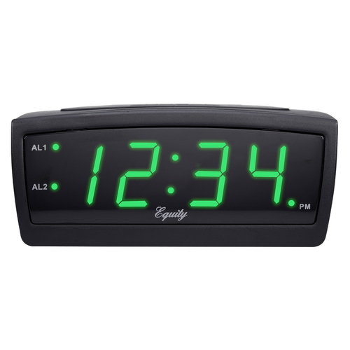 Alarm Clock Equity 2" Black LED Plug-In Black