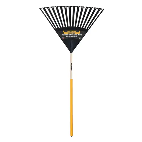 Poly Leaf Rake, 30 in W, Poly Blades, 15 Tines, 48 in Handle, Wood