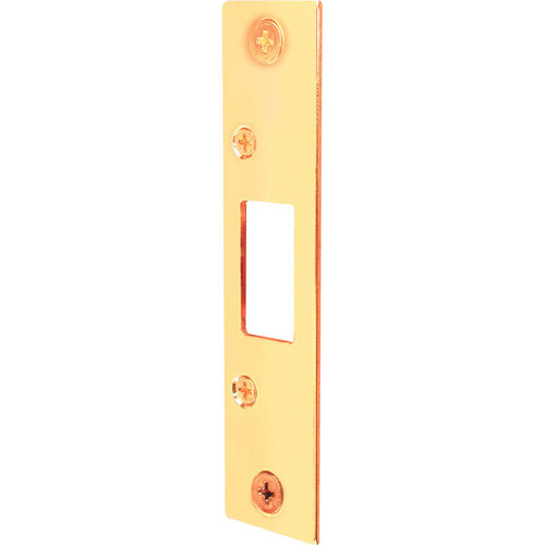 Deadbolt Strike, 4-7/8 in L, 1-1/8 in W, Steel, Brass