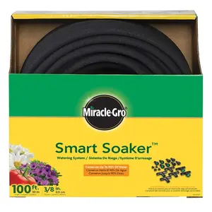 Miracle-Gro Smart Soaker 3/8 in. D X 100 ft. L Light Duty Soaker Hose Black Miracle-Gro Smart Soaker 3/8 in. D X 100 ft. L Light Duty Soaker Hose Black