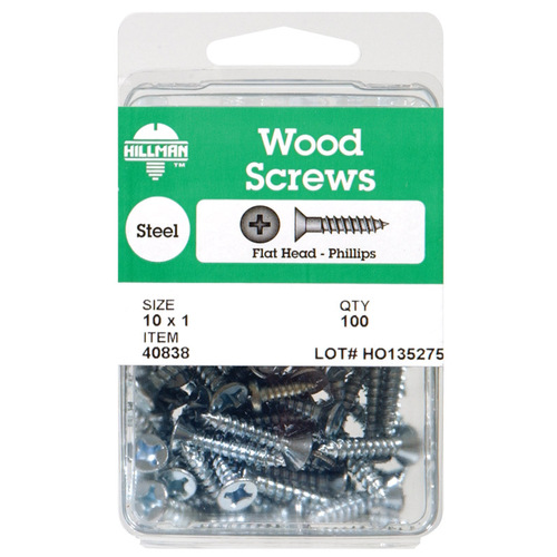 Wood Screws No. 8 S X 1-1/4" L Phillips Zinc-Plated Zinc-Plated