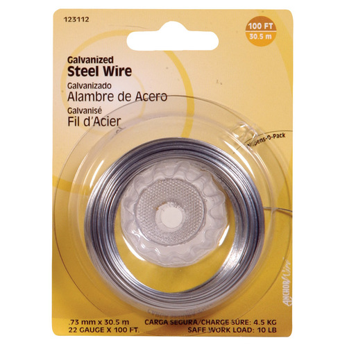 Wire 100 ft. L Galvanized Steel 22 Ga. Galvanized