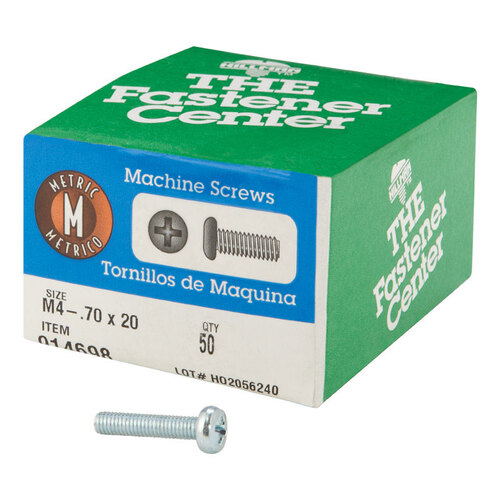 Hillman 914698 Metric Machine Screws M4-0.7 X 20 mm L Phillips Pan 