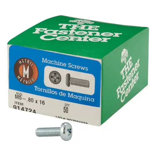 Metric Machine Screws M5-0.8 S X 16 mm L Phillips Pan Head Zinc-Plated Steel Zinc-Plated