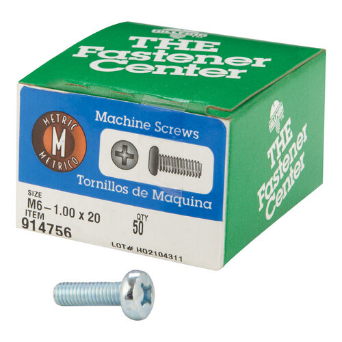 Metric Machine Screws M6-1 X 20 mm L Phillips Pan Head Zinc-Plated Steel Zinc-Plated