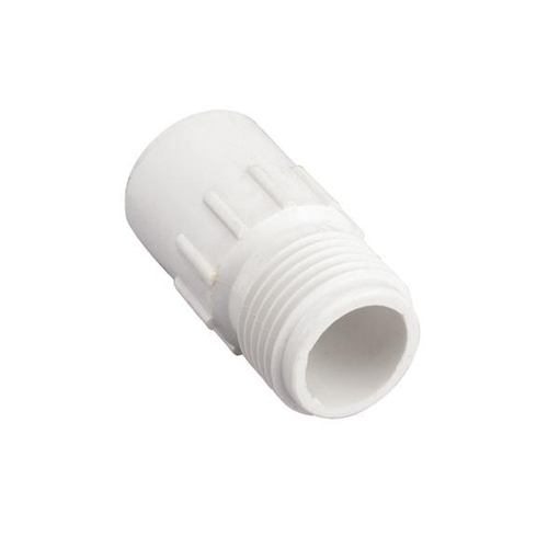 Hose to Pipe Adapter, 1/2 x 3/4 in, Slip Joint x MHT, PVC, White