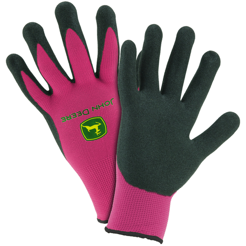 West Chester JD00021-W-XCP3 Dipped Gloves John Deere Women's Foam Palm Black/Pink L Black/Pink - pack of 3