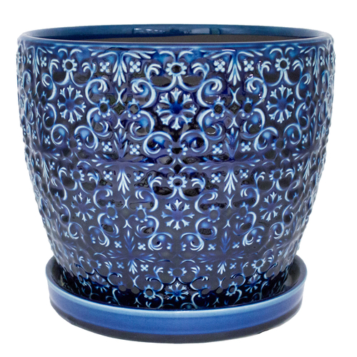 Trendspot CR11403S-100A Planter Mediterranean 8.5" H X 10" W X 10" D X 10" D Ceramic Blue Blue