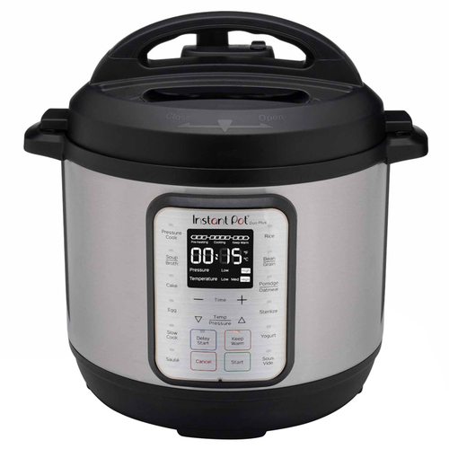 Pressure Cooker Duo Plus Stainless Steel 13.4" 6 qt Black/Silver Black/Silver