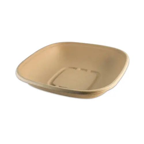 WORLD CENTRIC BQ-SC-32 32 oz Square Bowls - Unbleached Plant Fiber - Compostable - Case of 400