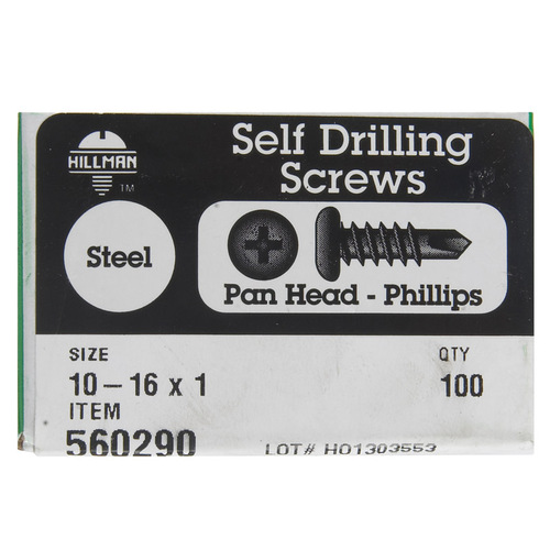 Self- Drilling Screws No. 10-16 S X 1" L Phillips Pan Head Zinc-Plated