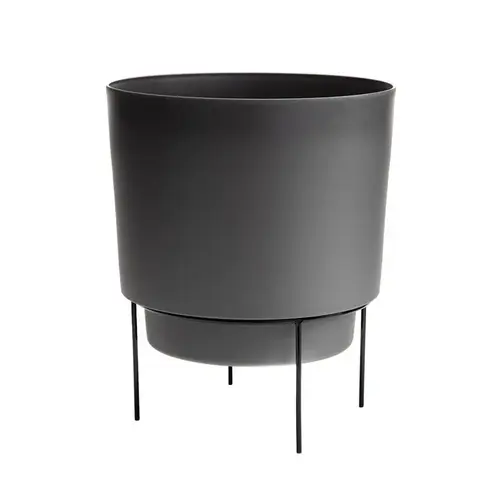 Planter Hopson 9" H X 10" D Metal/Plastic Charcoal Charcoal