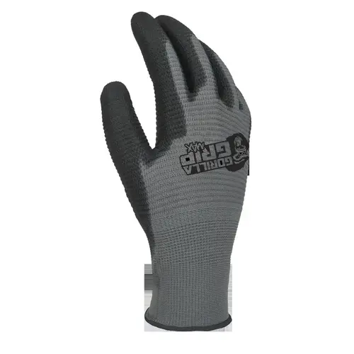 GORILLA GRIP 25322-26 Dipped Gloves Max L Nylon Black/Gray Black/Gray
