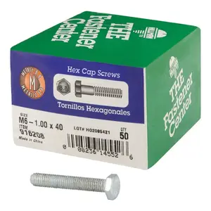 Hillman M6-1.00 mm D X 40 mm L Heat Treated Steel Hex Head Cap Screw 50 pk Hillman M6-1.00 mm D X 40 mm L Heat Treated Steel Hex Head Cap Screw 50 pk