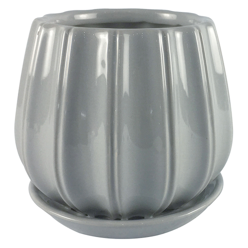 Trendspot CR01137S-06H Planter Contour 5.5" H X 5.9" W X 5.9" D X 6" D Ceramic Gray Gray
