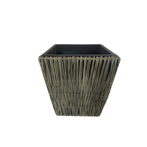 Planter 14.17" H X 14.5" W X 14.5" D Plastic Wicker Gray Gray