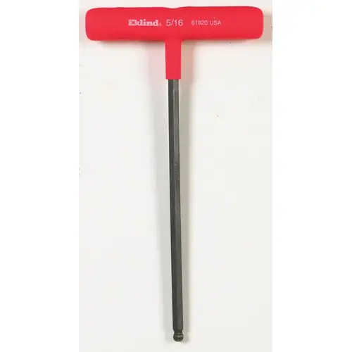 Hex Key: 5/16" Hex, Ball End, T-Handle Cushion Grip Red