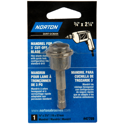 Norton 07660747769 CutOff Wheel Mandrel DrillSand 3/4" S X 21/4" L