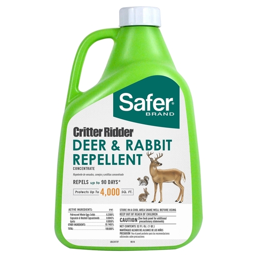 Safer Brand 5972 Animal Repellent Critter Ridder Concentrate For Deer and Rabbits 32 oz