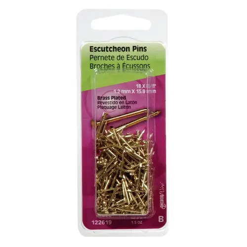 Escutcheon Pins 18 Ga. G X 5/8" L Brass-Plated Steel 1 pk 1.5 oz Brass-Plated