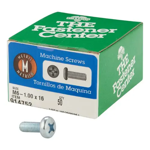 Metric Machine Screws M6-1 S X 16 mm L Phillips Pan Head Zinc-Plated Steel Zinc-Plated