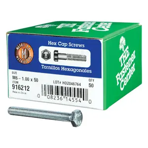 Hillman M6-1.00 mm D X 50 mm L Heat Treated Steel Hex Head Cap Screw 50 pk Hillman M6-1.00 mm D X 50 mm L Heat Treated Steel Hex Head Cap Screw 50 pk