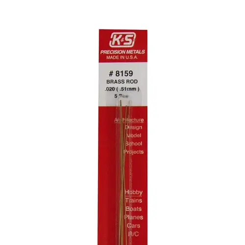 Solid Brass Rod, .020 OD x 12 In - pack of 5 Mill