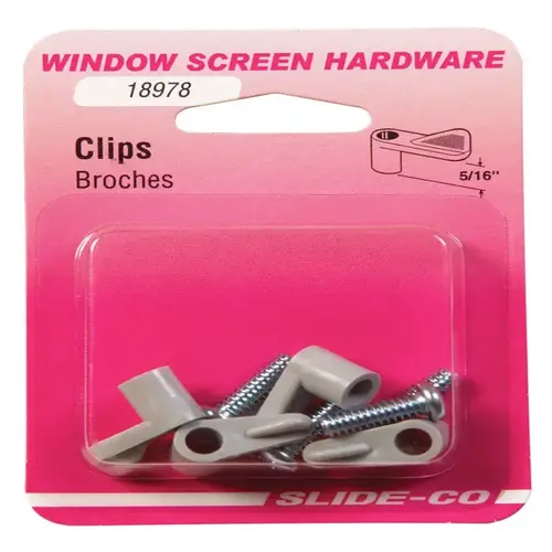 Window Screen Clips, Gray Nylon, 5/16 In   pack of 8