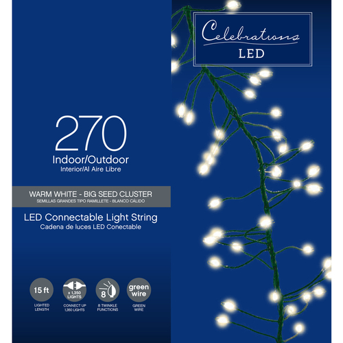 Christmas Lights LED Micro Dot/Fairy Clear/Warm White 270 ct String 15 ft.