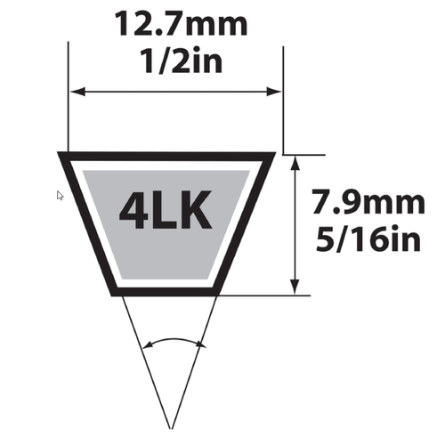 Mitsuboshi 4LK900A V-Belt Super KB 4LK900 0.5" W X 90" L For Riding Mowers Gray