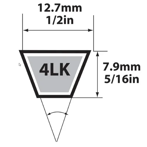 V-Belt Super KB 4LK860 0.5" W X 86" L For Riding Mowers Gray