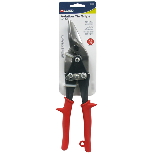 Allied 31653 Left Cut Aviation Snips 12" Carbon Steel Red