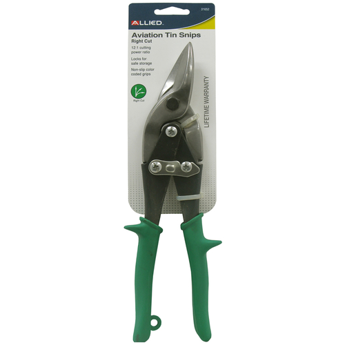 Allied 31652 Right Cut Aviation Snips 11" Carbon Steel Green