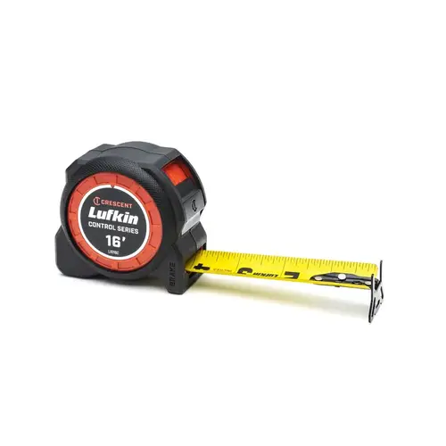 Control Series Tape Measure, 16 ft L Blade, 1-3/16 in W Blade Yellow