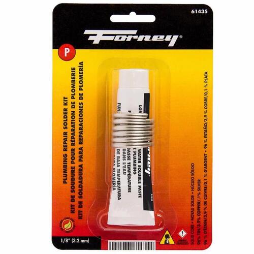 Forney 61435 Plumbing Solder Kit 0.75 oz LeadFree 0.13" D Tin/Copper