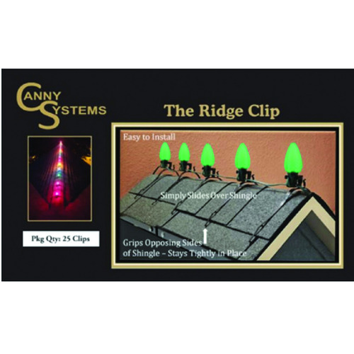 Clip Ridge Roof, Holiday Light Clip, Black, Smooth, For: Hanging Light Sets On Roof - pack of 300