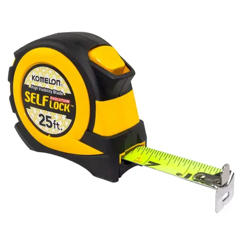 Auto Lock Tape Measure 25 ft. L X 1" W Black/Yellow