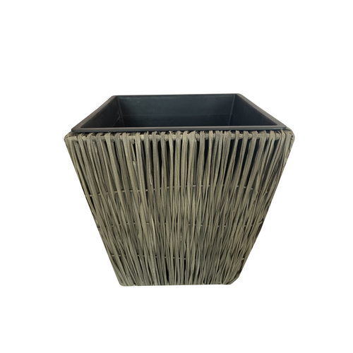 Planter 18" H X 18" W X 18" D Plastic Wicker Gray Gray