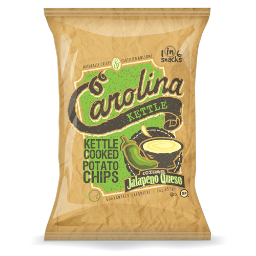 1" 6 Snacks 10606-XCP20 Kettle Cooked Potato Chips Carolina Cozumel Jalapeno Queso 2 oz Bagged - pack of 20