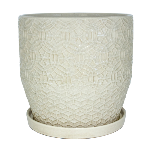 Planter Rivage 10.55" H X 10.24" W X 10" D Ceramic Crackle White White