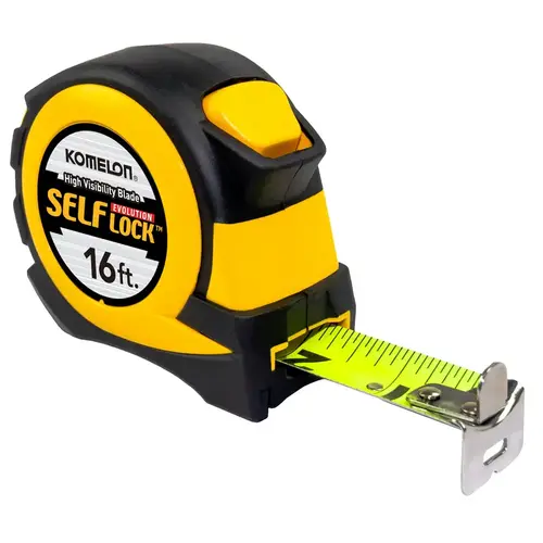 KOMELON USA EV28116-XCP4 Self Lock  Evolution Tape Measure, 16 ft x 1 in W, SAE, Hi-Vis Lime/Black