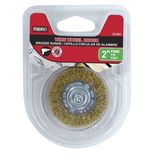 Wire Wheel Brush 2" Fine Brass Coated Steel 4500 rpm